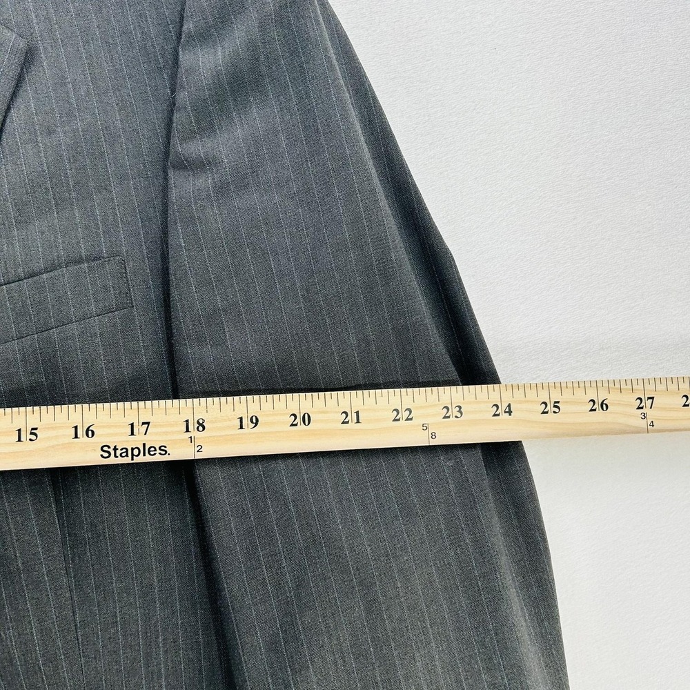 Hart Schaffner Marx Suit Jacket Mens 44R Gray Pinstripe Classic Fit Two Button - Picture 4 of 16
